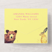 かわいいウッドランド動物ガールベイビーシャワー オールインワン招待状 (裏面)