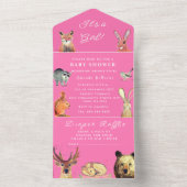 かわいいウッドランド動物ガールベイビーシャワー オールインワン招待状 (内側)