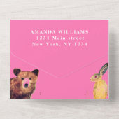 かわいいウッドランド動物ガールベイビーシャワー オールインワン招待状 (裏面)