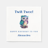 かわいいウッドランド動物キッズフクロウ誕生日 スタンダードカクテルナプキン (正面)