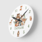 かわいいウッドランド動物クマ鹿キツネフクロウ数字 ラウンド壁時計 (傾斜)