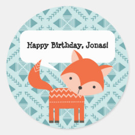 かわいいウッドランド動物パーソナライズされたキツネシール ラウンドシール