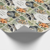 かわいいウッドランド動物パーソナライズされた誕生日 ラッピングペーパー (角)