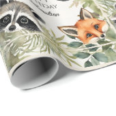 かわいいウッドランド動物パーソナライズされた誕生日 ラッピングペーパー (ロールコーナー)