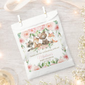 かわいいウッドランド動物ピンクのフローラ女の子ベビーシャワー フェイバーバッグ (クリップ留めされた状態)