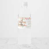 かわいいウッドランド動物ピンクのフローラ女の子ベビーシャワー ペットボトルラベル (正面)