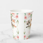 かわいいウッドランド動物ピンクのフローラ女の子ベビーシャワー 紙コップ (左)