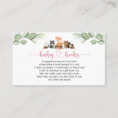 かわいいウッドランド動物ピンクフローラブックリクエストカード 名刺 (正面)