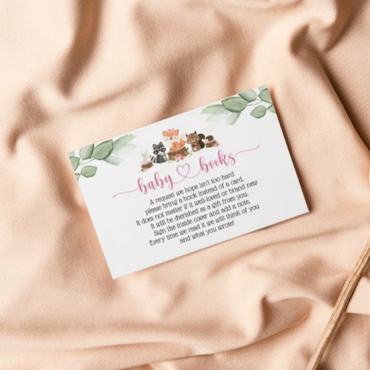 かわいいウッドランド動物ピンクフローラブックリクエストカード 名刺