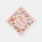 かわいいウッドランド動物ピンク色の赤ちゃんシャワー スタンダードランチョンナプキン (角)