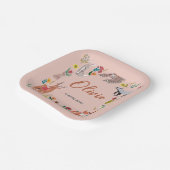 かわいいウッドランド動物ピンク色の赤ちゃんシャワー ペーパープレート (傾斜あり)