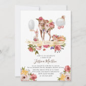 かわいいウッドランド動物フローラバーチャルベビーシャワー 招待状 (正面)