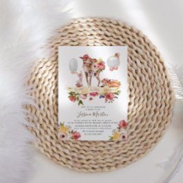 かわいいウッドランド動物フローラバーチャルベビーシャワー 招待状