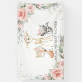 かわいいウッドランド動物フローラ赤ちゃんシャワー背景 横断幕 (縦)