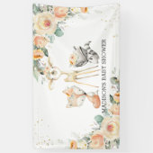 かわいいウッドランド動物フローラ赤ちゃんシャワー背景 横断幕 (縦)
