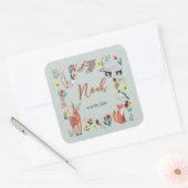 かわいいウッドランド動物ブルーベビーシャワー スクエアシール (封筒)