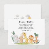 かわいいウッドランド動物ベビーシャワーおむつラッフル エンクロージャーカード (正面/裏面)