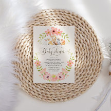 かわいいウッドランド動物ベビーシャワー招待状