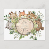 かわいいウッドランド動物ベビーシャワー招待状 インビテーションポストカード (正面)