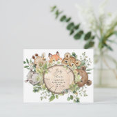 かわいいウッドランド動物ベビーシャワー招待状 インビテーションポストカード (スタンド正面)