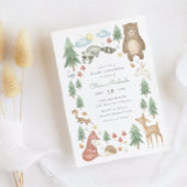 かわいいウッドランド動物ベビーシャワー招待状 招待状