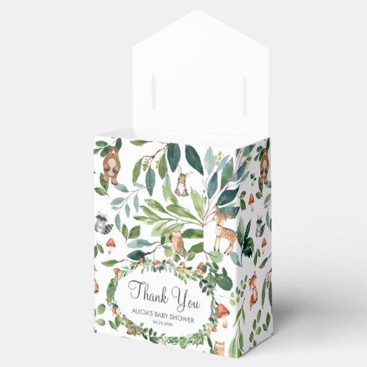 かわいいウッドランド動物ベビーシャワー森ありがとう フェイバーボックス (オープン)