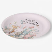 かわいいウッドランド動物ベビーシャワー紙プレート ペーパープレート (アングル)