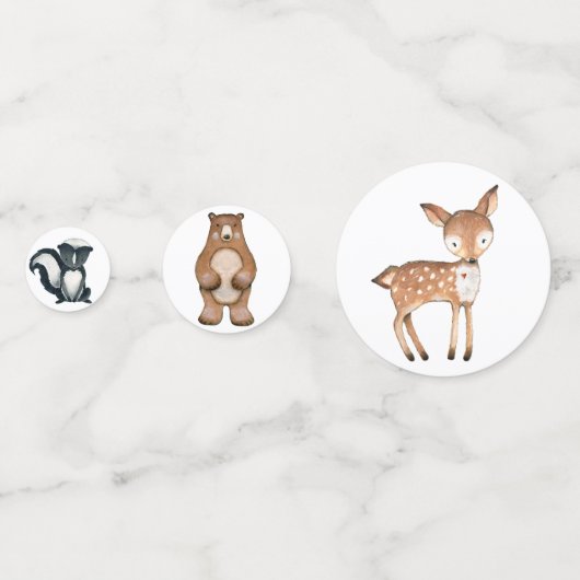 かわいいウッドランド動物ベビー誕生日パーティードコール コンフェッティ (裏面)