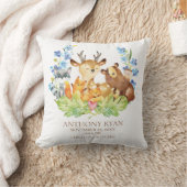 かわいいウッドランド動物ベビー誕生統計ピロー クッション (ブランケット)