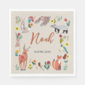 かわいいウッドランド動物ベージュ赤ちゃんシャワー スタンダードランチョンナプキン (正面)