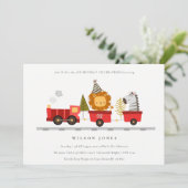 かわいいウッドランド動物列車任意の年齢誕生日招待状 サンキューカード (スタンド正面)