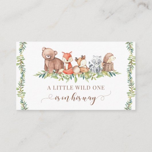 かわいいウッドランド動物男の赤ちゃんおむつラッフルカード エンクロージャーカード (裏面)