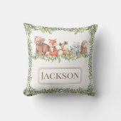 かわいいウッドランド動物男の赤ちゃんギフト装飾用クッション クッション (正面)