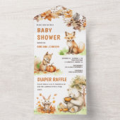 かわいいウッドランド動物秋秋の赤ちゃんシャワー オールインワン招待状 (内側)