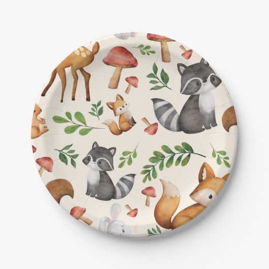 かわいいウッドランド動物紙プレート ペーパープレート (正面)
