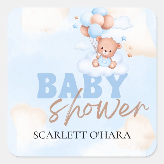 かわいいウッドランド動物素朴の緑のベビー スクエアシール (正面)