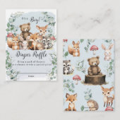 かわいいウッドランド動物緑の少年の赤ちゃんシャワー エンクロージャーカード (正面/裏面)