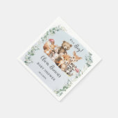 かわいいウッドランド動物緑の少年の赤ちゃんシャワー スタンダードカクテルナプキン (角)