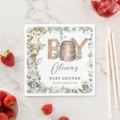 かわいいウッドランド動物緑の少年の赤ちゃんシャワー スタンダードランチョンナプキン (インサイチュ)