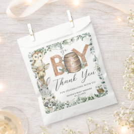 かわいいウッドランド動物緑の少年の赤ちゃんシャワー フェイバーバッグ