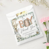 かわいいウッドランド動物緑の少年の赤ちゃんシャワー フェイバーバッグ (封をした状態)