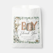 かわいいウッドランド動物緑の少年の赤ちゃんシャワー フェイバーバッグ (正面)