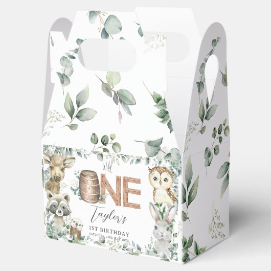 かわいいウッドランド動物緑の少年の赤ちゃんシャワー フェイバーボックス (オープン)