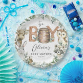 かわいいウッドランド動物緑の少年の赤ちゃんシャワー ペーパープレート (パーティー)