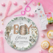 かわいいウッドランド動物緑の少年の赤ちゃんシャワー ペーパープレート (パーティー)