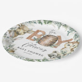 かわいいウッドランド動物緑の少年の赤ちゃんシャワー ペーパープレート (アングル)