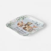 かわいいウッドランド動物緑の少年の赤ちゃんシャワー ペーパープレート (傾斜あり)