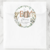 かわいいウッドランド動物緑の少年の赤ちゃんシャワー ラウンドシール (バッグ)