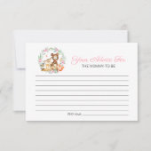 かわいいウッドランド動物緑の赤ちゃんシャワーアドバイス 招待状 (正面)