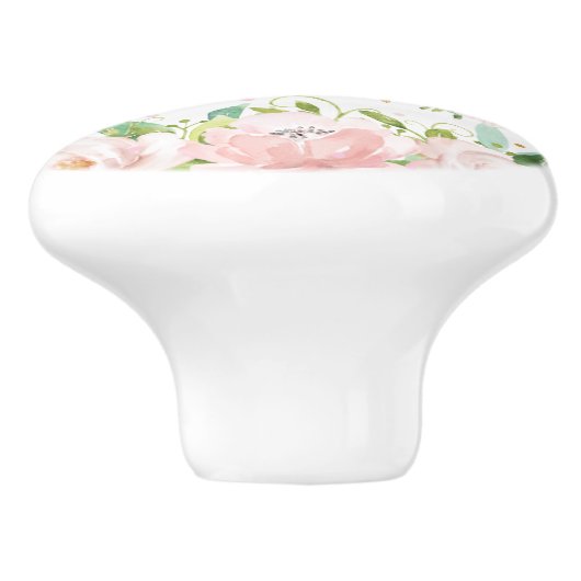 かわいいウッドランド動物赤面ピンクフローラガール セラミックノブ (側面)